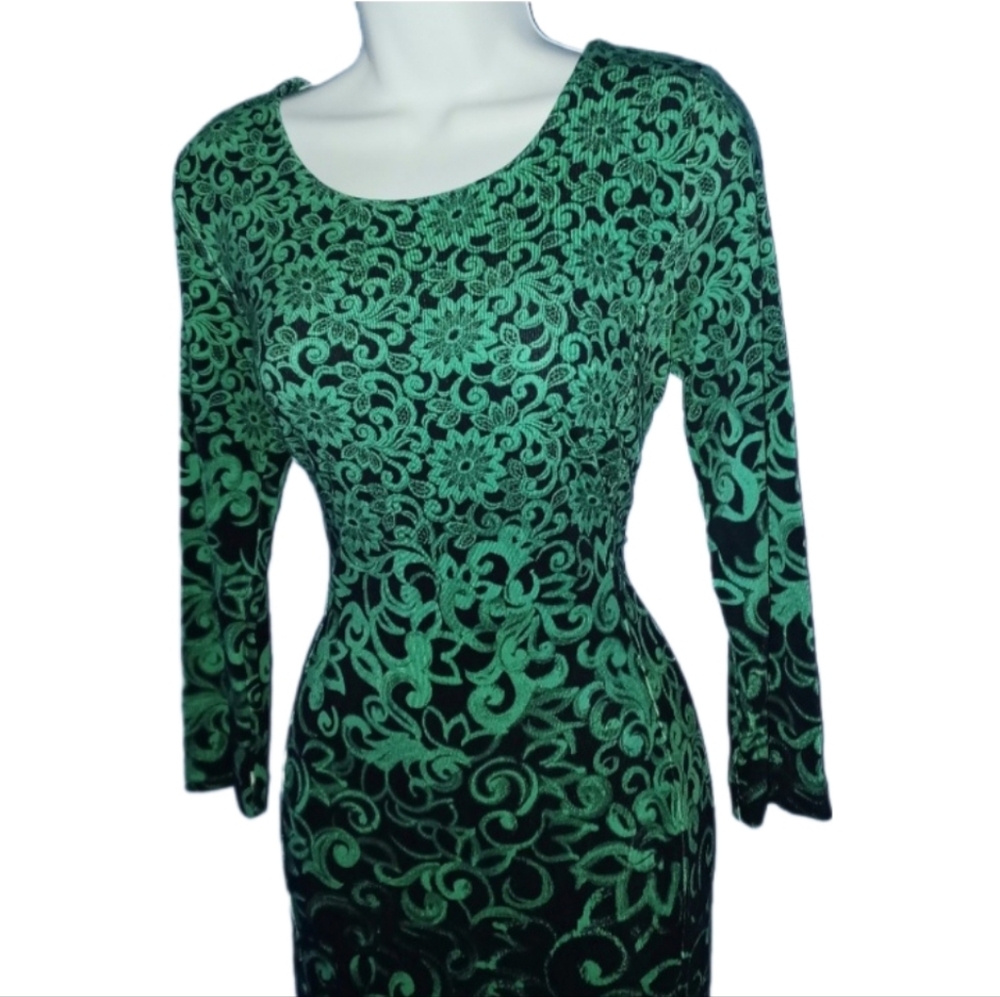 Escada Green Black Ombre Midi Dress - Picture 3 of 5